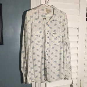 Mens Long Sleeve Button Down Floral Printed Shirt
